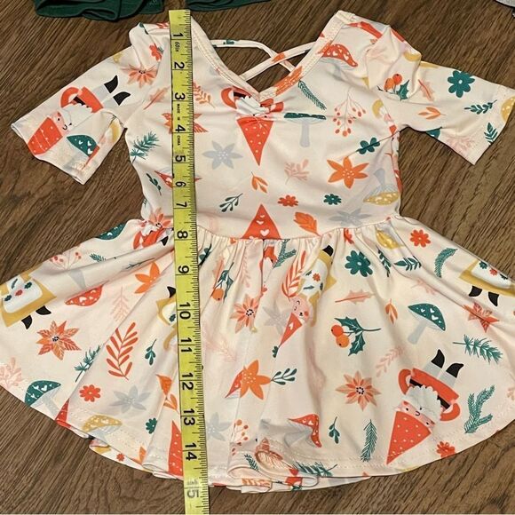 Dot Dot Smile 4 Ballerina Twirl Holiday Dresses Green Black Cream Orange 6-12 mo - Picture 5 of 11